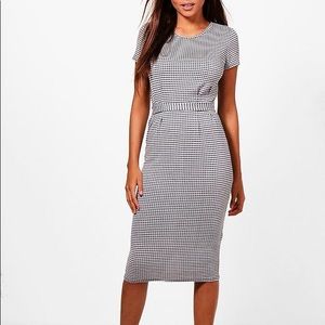 Boohoo Blue Gingham Pencil Dress, Size 6